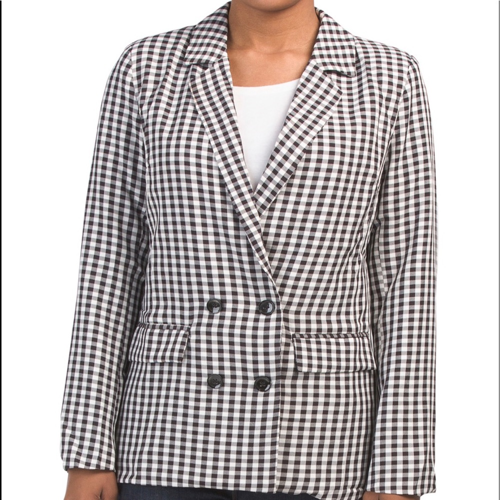 Morrisday Size S Gingham Check Blazer Length 28”